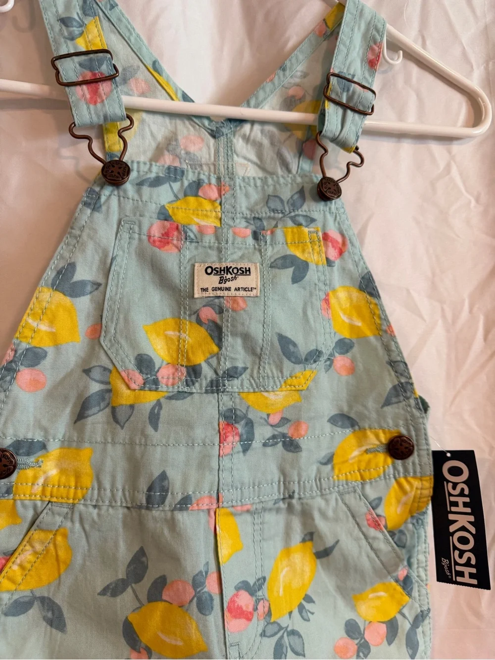 OshKosh B'gosh Light Blue Lemon Print Overalls